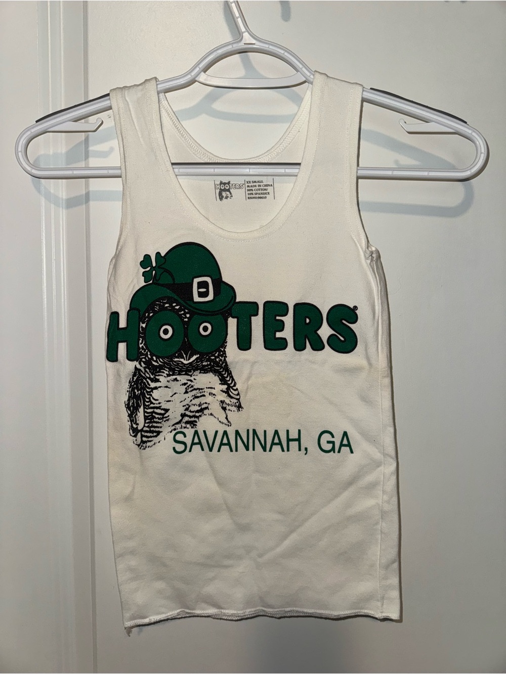 Hooters White Tank with Green Logo - Savannah Graphic